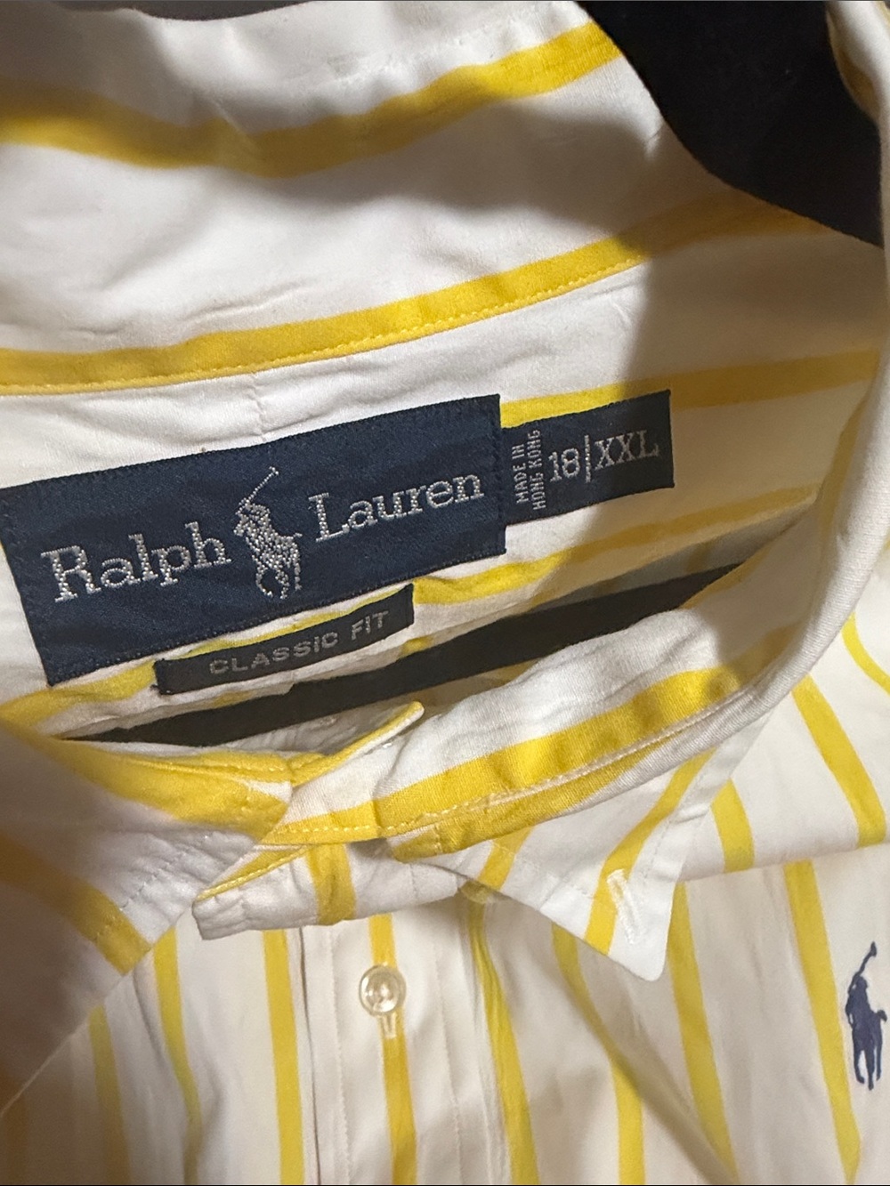 Polo by Ralph Lauren Men's White and Yellow Striped Button-Down Shirt - Picture 5 of 6